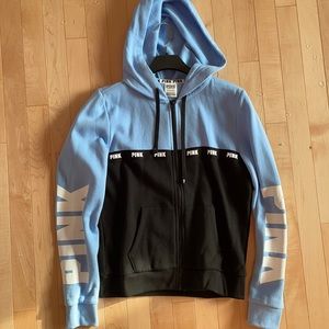 RARE VSpink light blue and black zip up size small